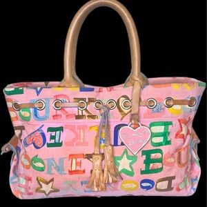 Dooney Bourke Vintage Y2K Rare Pink Alphabet Handbag Purse w/Heart